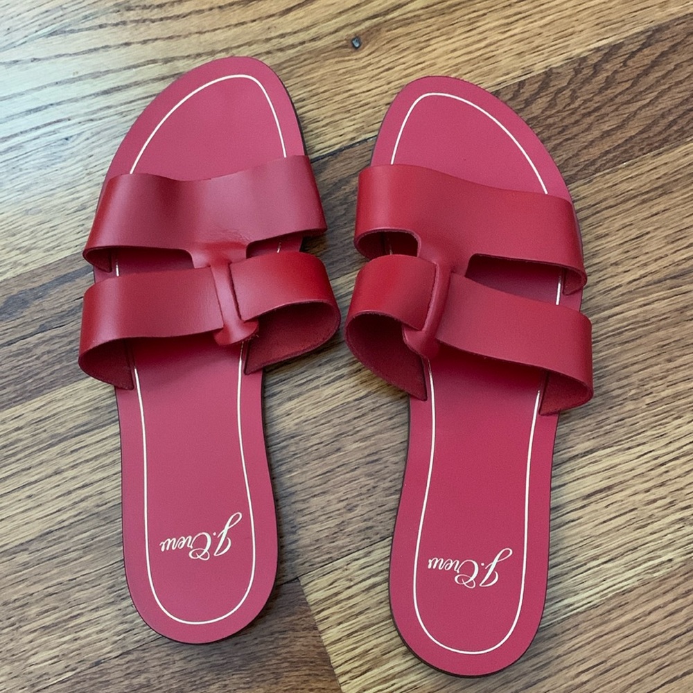 J Crew red summer sandals, size 8.5
